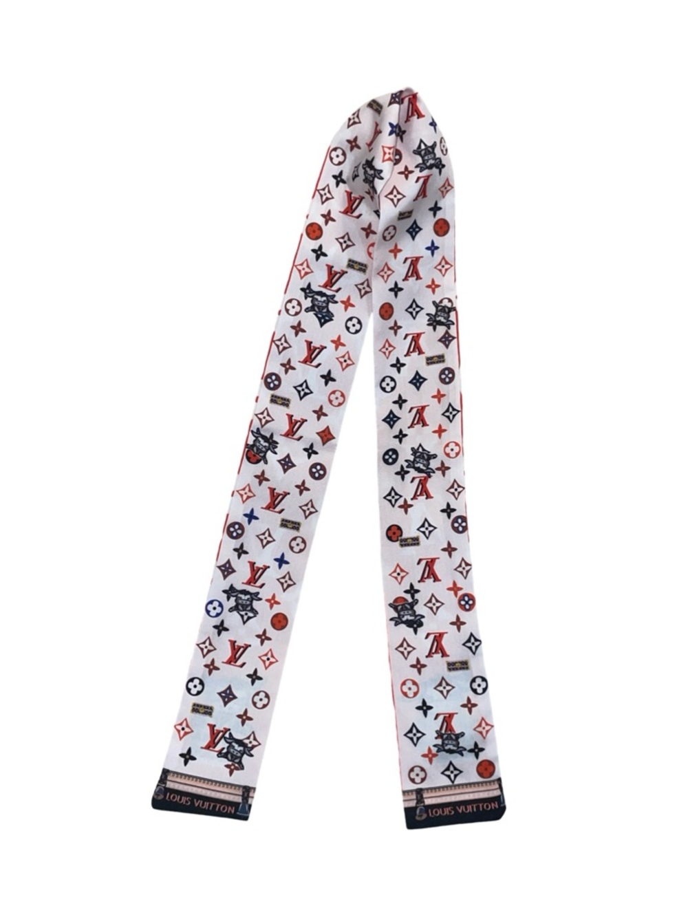 Louis Vuitton Red and White Monogram Fashion Twilly ❤️ - Picture 2 of 3